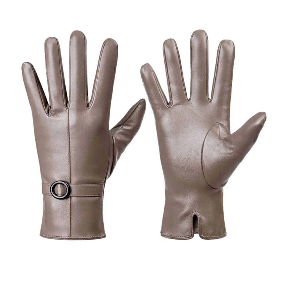 Winter Leather Gloves Beige 